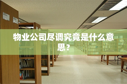 物业公司尽调究竟是什么意思？